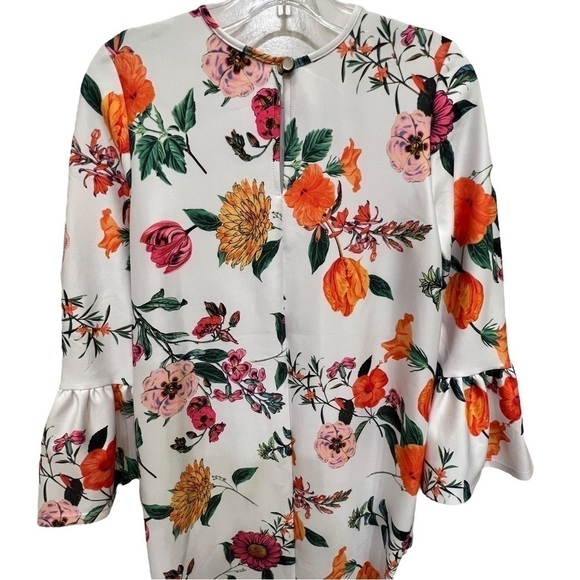 ASOS DESIGN Botanical Shift Mini Dress with Fluted Sleeves, Size 4 - Picture 8 of 16